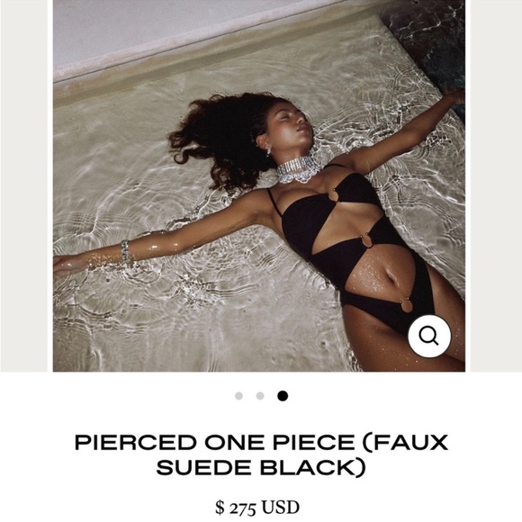 SAME Los Angeles Pierced One Piece Swim Suit Gold Ring Bikini in Black - Picture 11 of 12